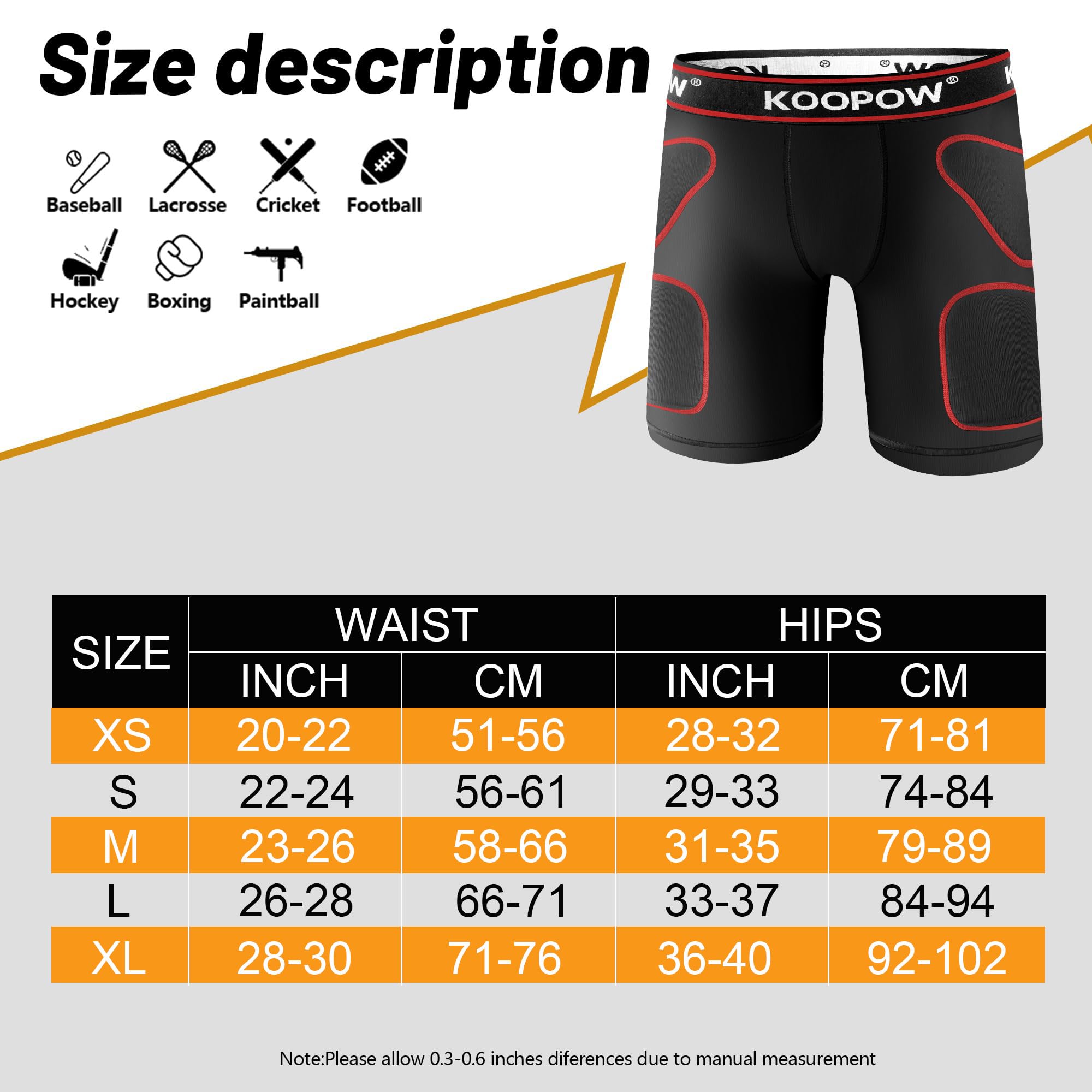 KOOPOW Pantalones cortos acolchados deslizantes para niños y jóvenes con copa atlética protectora suave para béisbol, fútbol, lacrosse