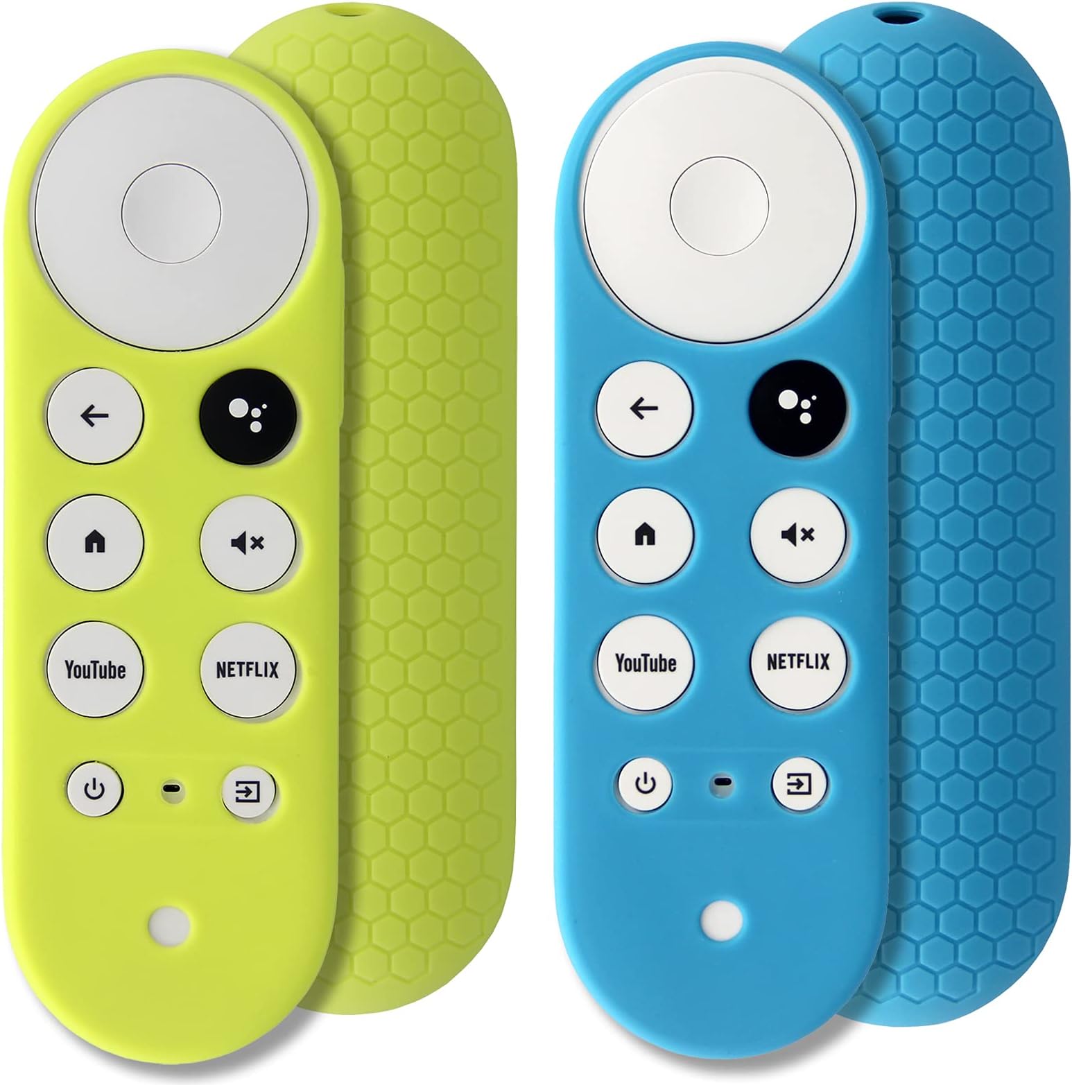 2pcs Shockproof Silicone Cover Compatible for Chromecast with Google TV 2020 Voice Remote (Turquoise & Green)