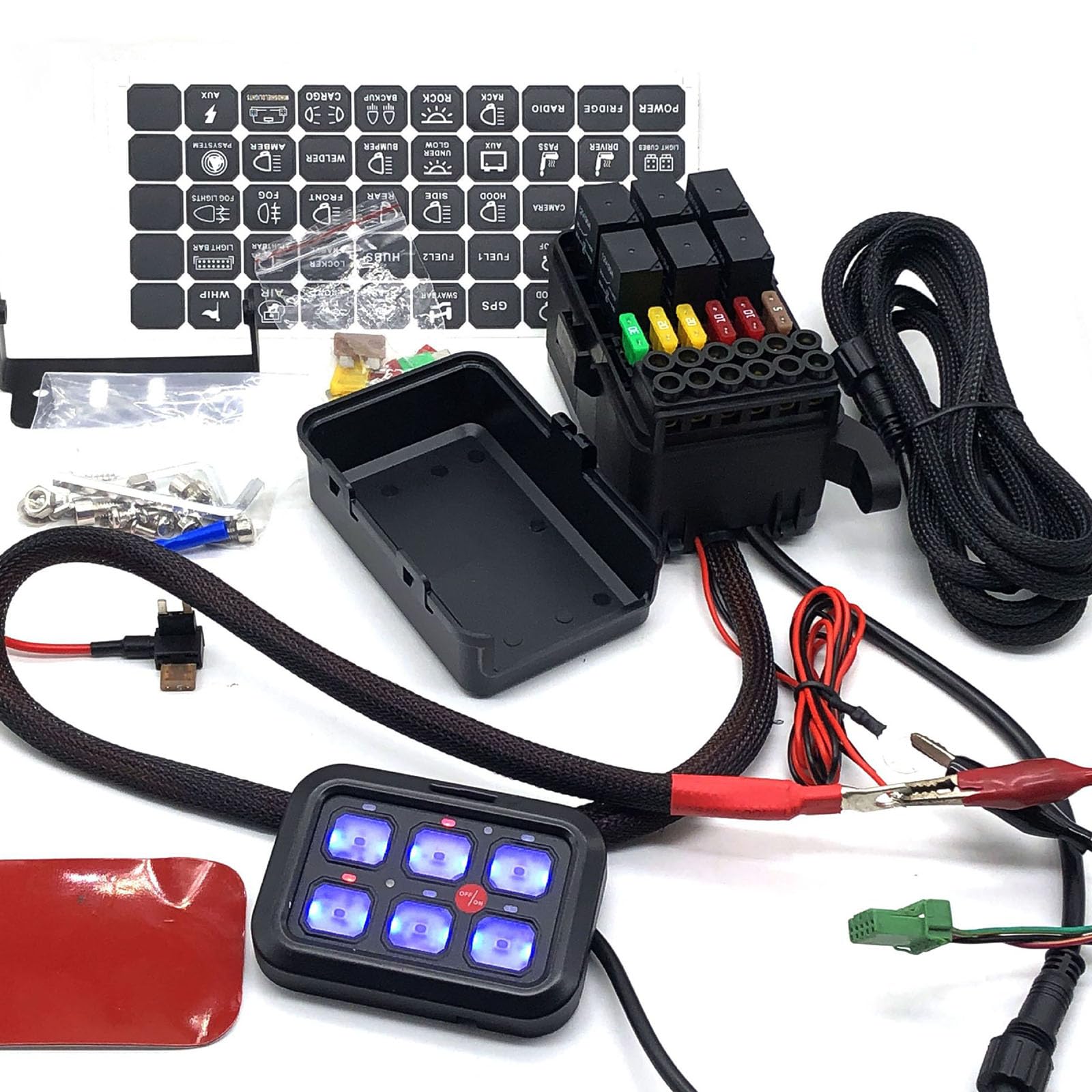 Pannello interruttori 6 bande 12V controllo circuito universale kit intelligente interruttori touch dimmerabili RGB sette colori auto camion SUV camper barca