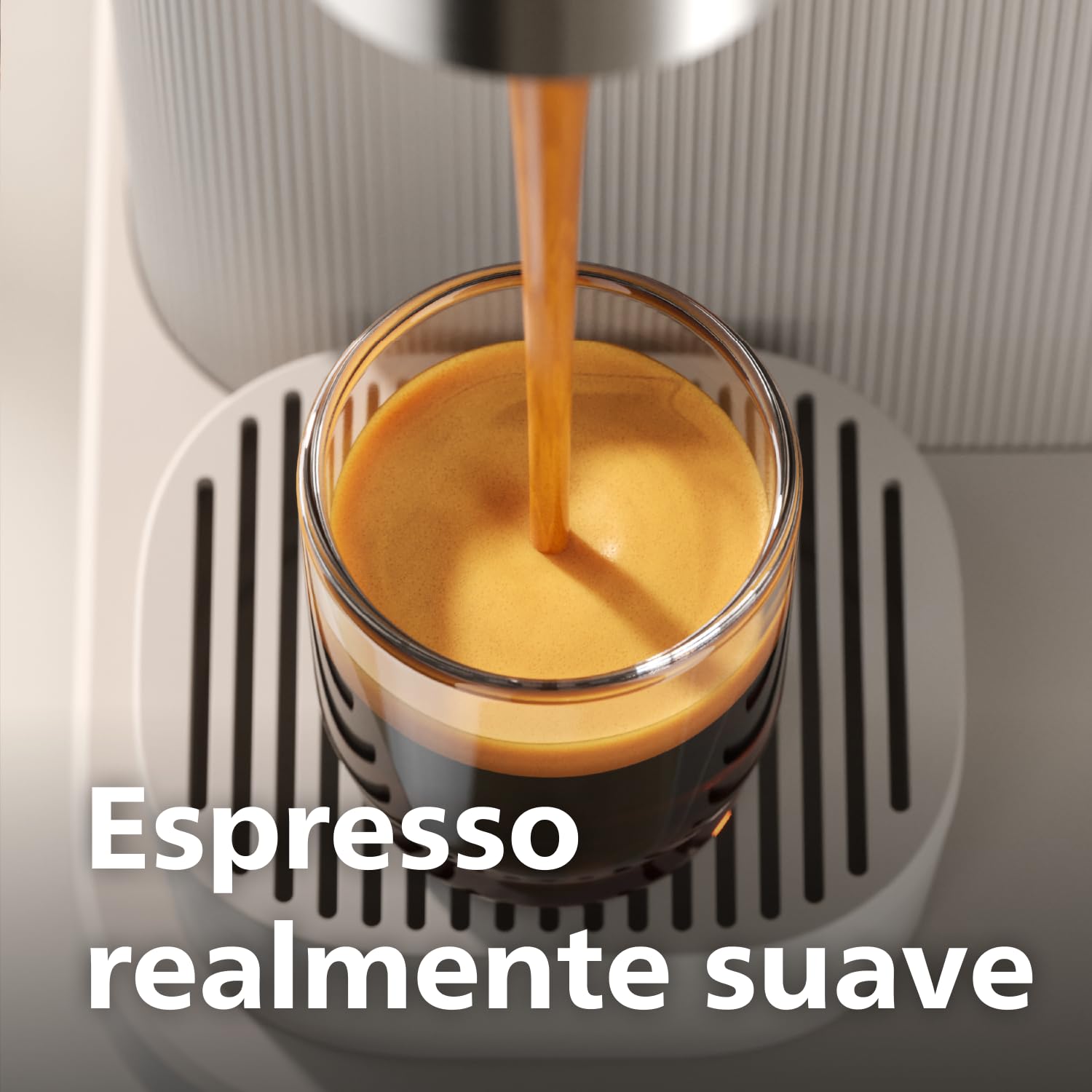 PHILIPS Baristina Cafetera Espresso Molienda, Prensado y Preparación Automáticos, 16 Bares, Espresso, Lungo, Tamaño Compacto, Blanco Natural con Portafiltro Blanco, Cafetera con Molinillo BAR305/00