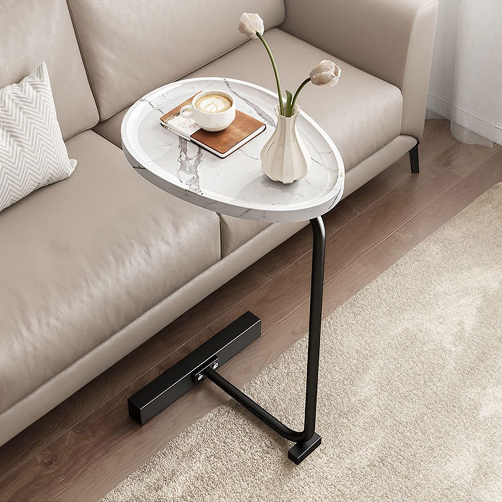 Table D'Appoint De Canapé, Plateau Rond Table Basse Facile À Déplacer