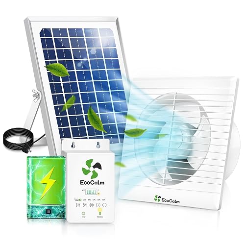 Solar Powered Fan 6' with Thermostat and Battery for Chicken Coop