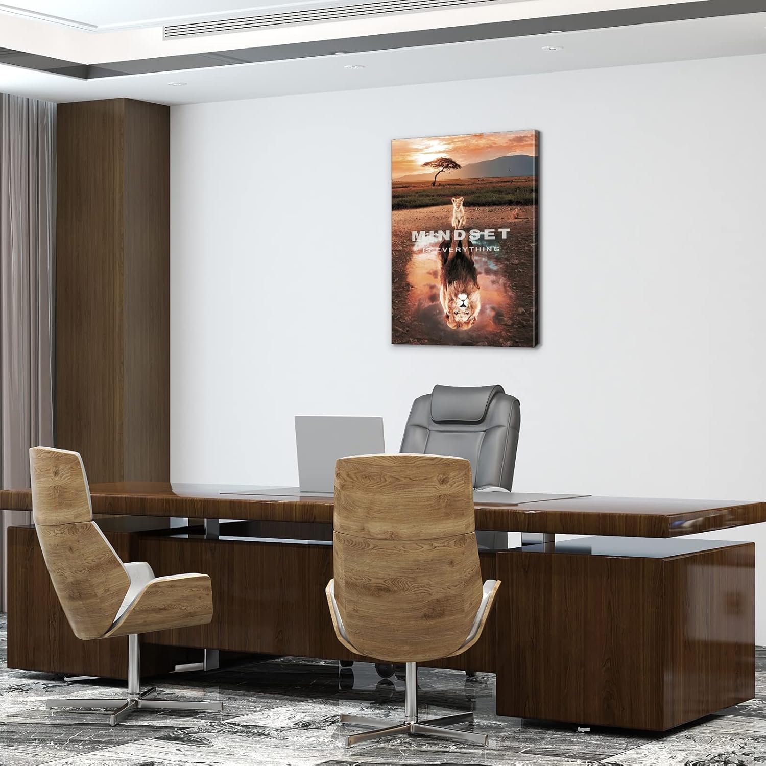 Mindset Is Everything Wall Art Lion Motivational Canvas Wall Art Posters Prints 1 Pieces Inspirational Quote Painting for Office Bedroom Decor (12×18inch) - Image 4