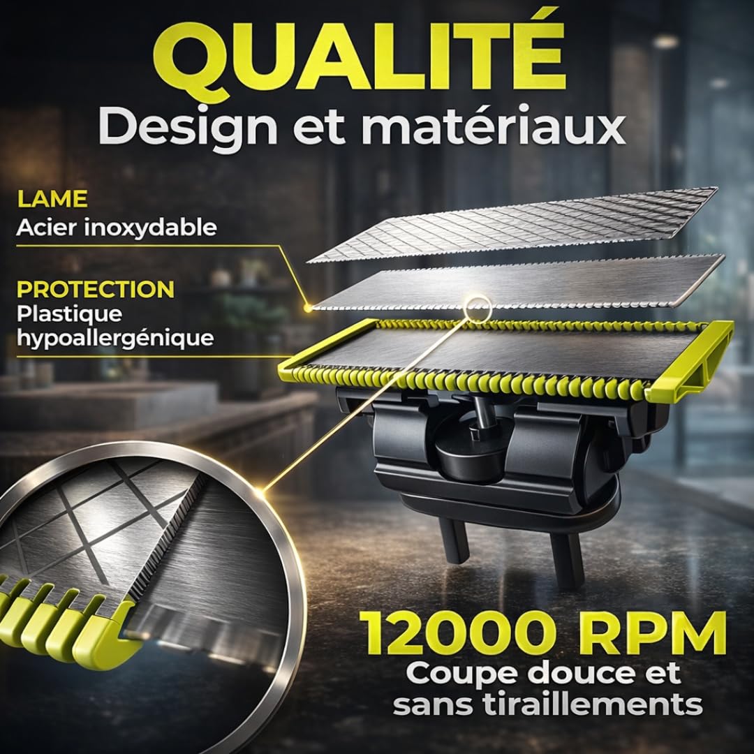 Lot 8 Lames de Rechange RazorBlade pour Rasoir Électrique comptatible OBlade QP220 QP2824 QP2724 QP2520 QP2630 QP65XX One Blade Lame en Acier Inoxydable remplacement pour Rasoirs Tondeuse Rasage lama