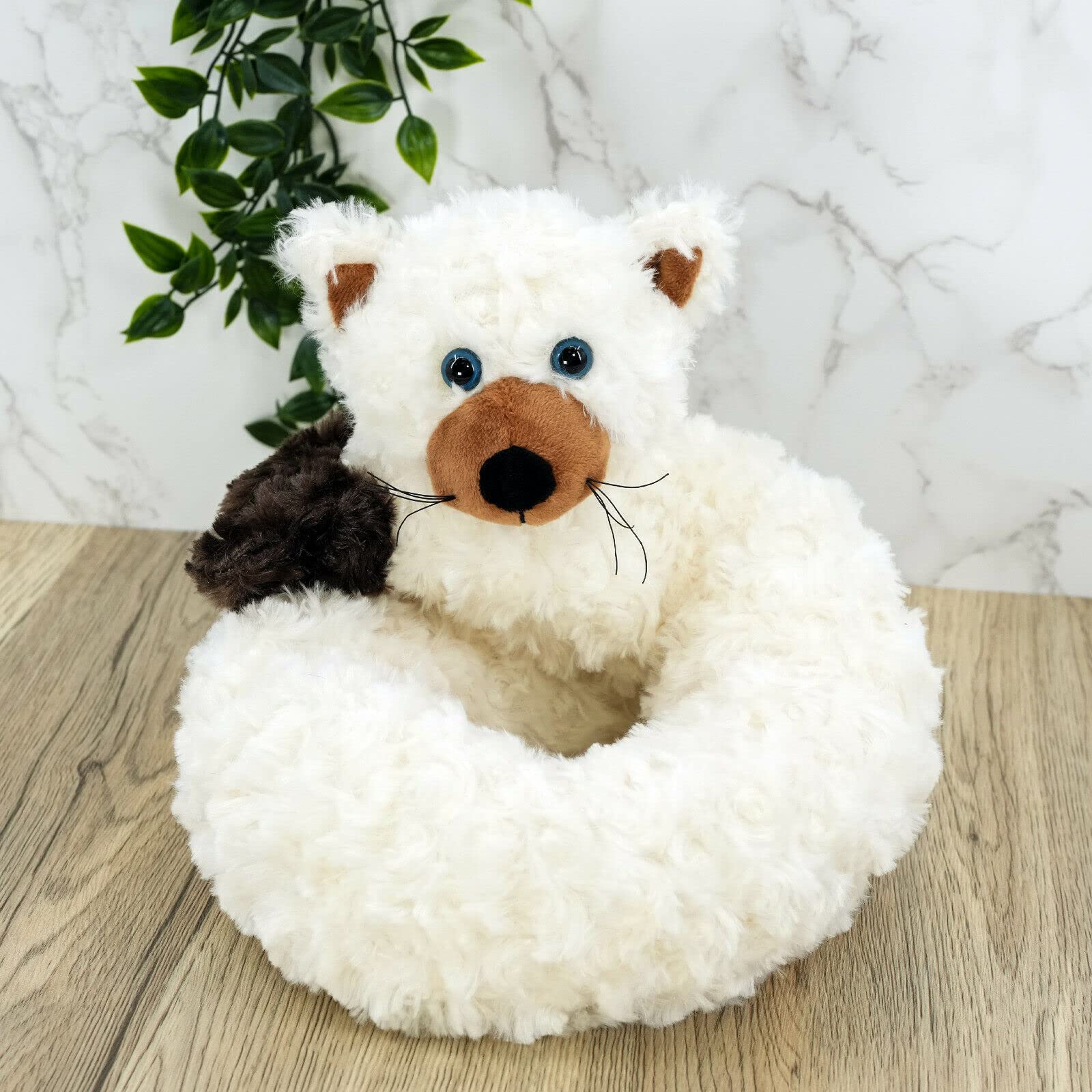Home Furniture Cream Novelty Cat Design Draught Excluder Fabric Fleece Draft Door Stopper (Cream)
