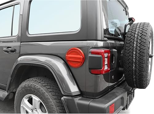 Vista 19 de JeCar Tapa del tanque de gasolina cubierta de aluminio para puerta de llenado de combustible compatible con Jeep Wrangler 2018-2024 JL & Unlimited