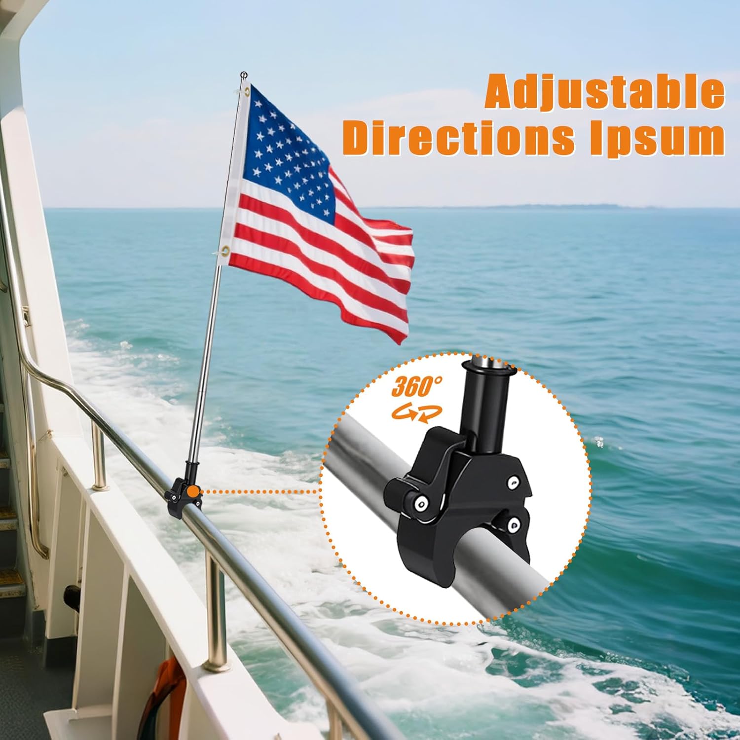 American Boat Flag with Telescoping Flag Pole Kit Holder for Bike Motorcycle Pontoon Boat Accessories 12x18 US Flags Heavy Duty RV ATV Mount - Image 4