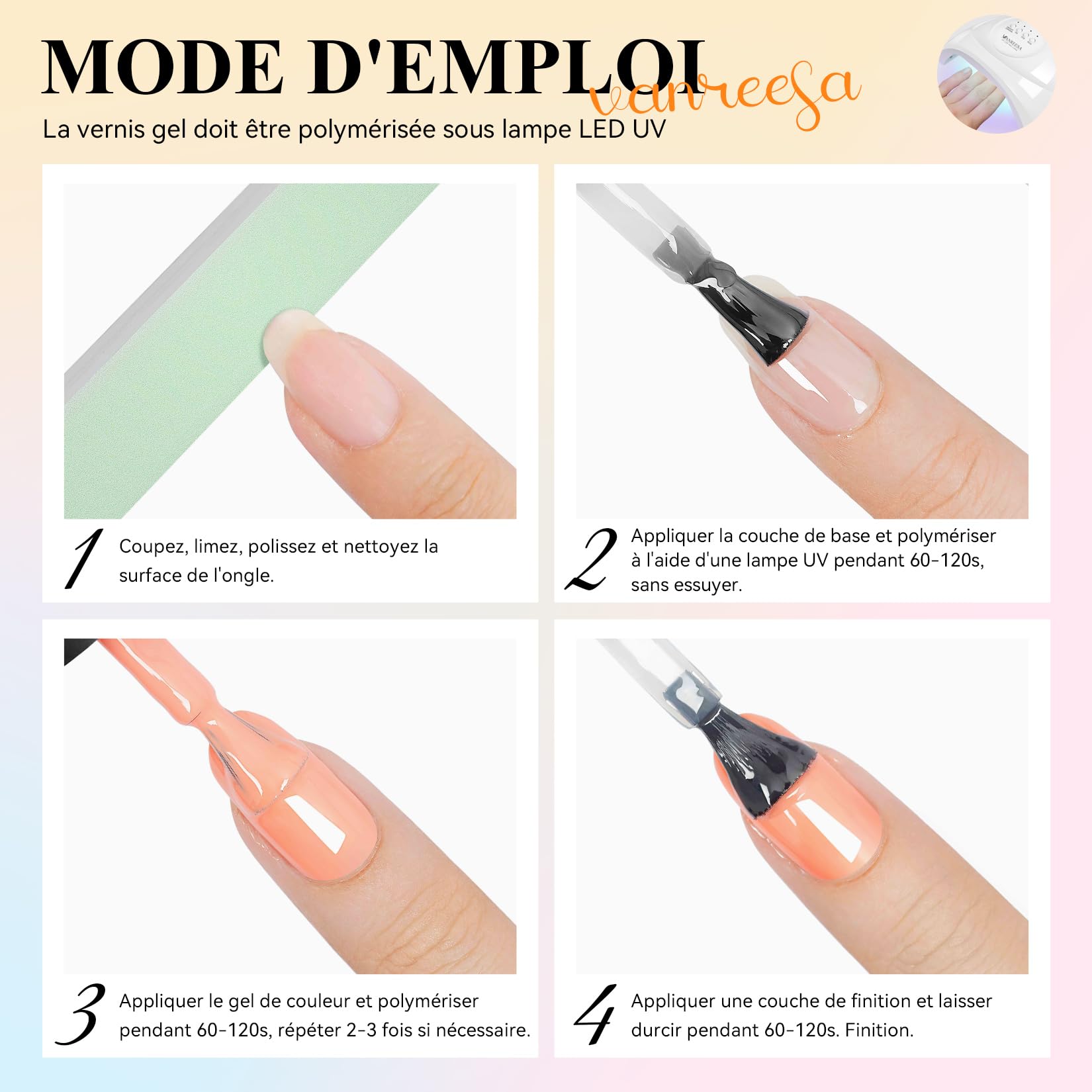 VANREESA Kit Vernis Semi Permanent, 55 Couleurs 60Pcs Vernis Semi Permanent Kit Ongle Gel UV Complet avec Base Top Coat Mat, Cadeau pour Femmes