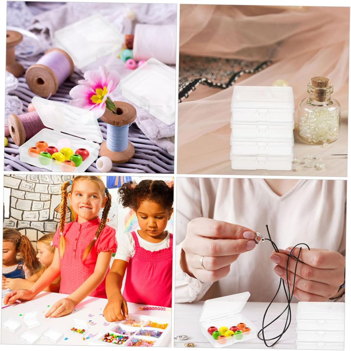 100pcs Mini Storage Containers Plastic Organizer Box Lid Small Bead Organizer for Jewelry Craft