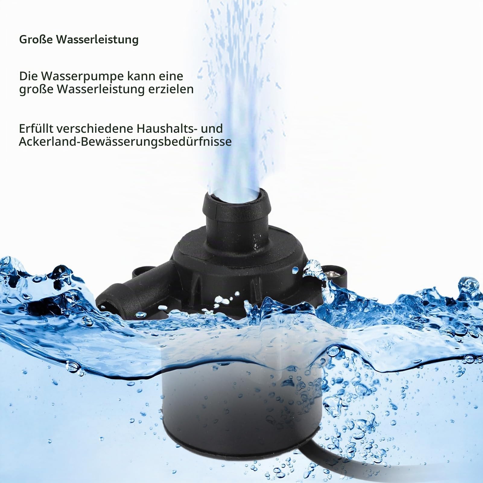 Solar-Wasserpumpen-Set, 12 V, 6 W, Solar-Brunnenpumpe für Vogelbad, Geräuscharmes Solar-Brunnen-Set für Teiche, Aquarien, 24-Stunden-Betrieb, Stromspeicherfunktion