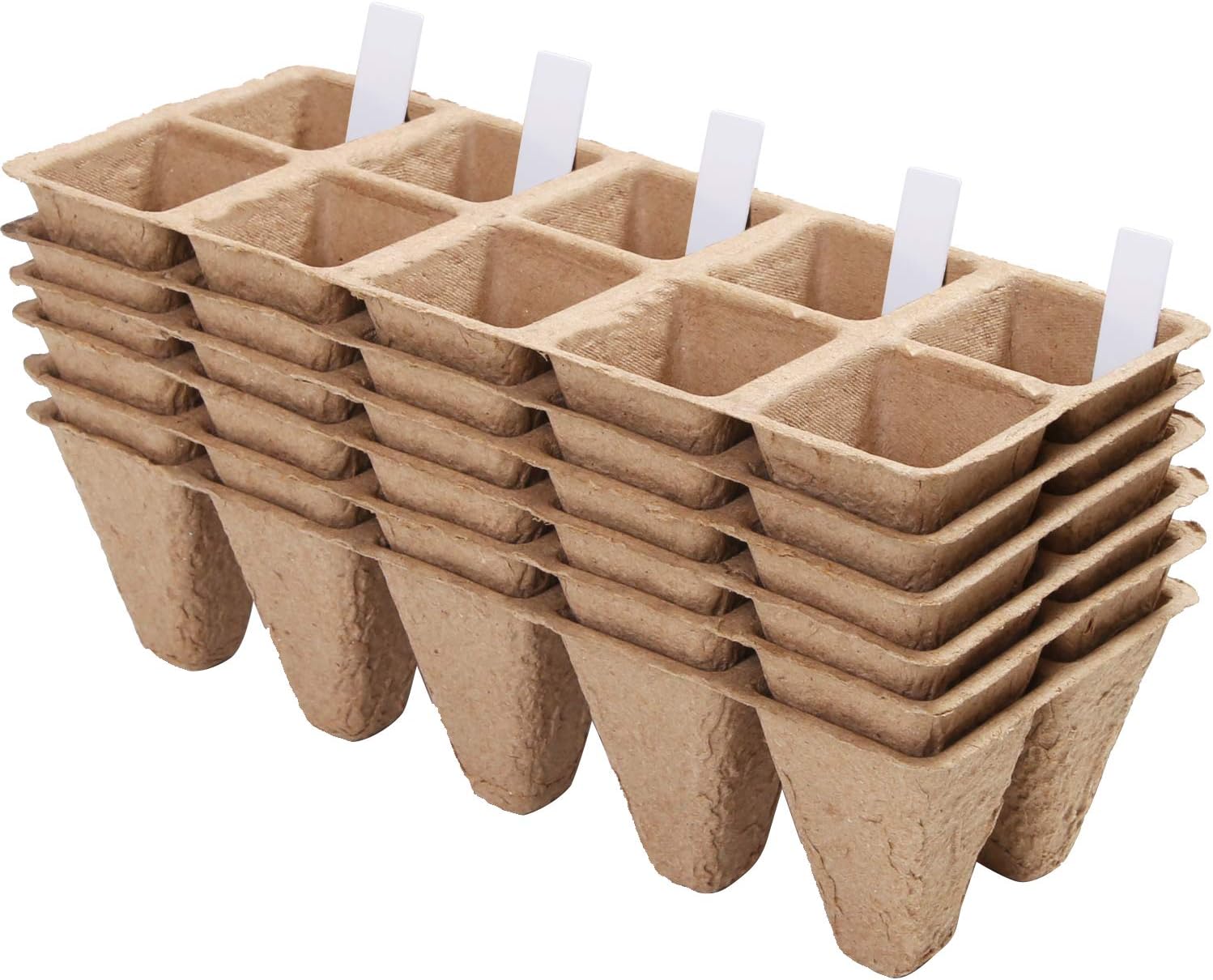 URATOT 24 Pack Peat Pots Kits Seed Starter Eco-Friendly Enhance Aeration with Plant Tags for Home Plant Starters