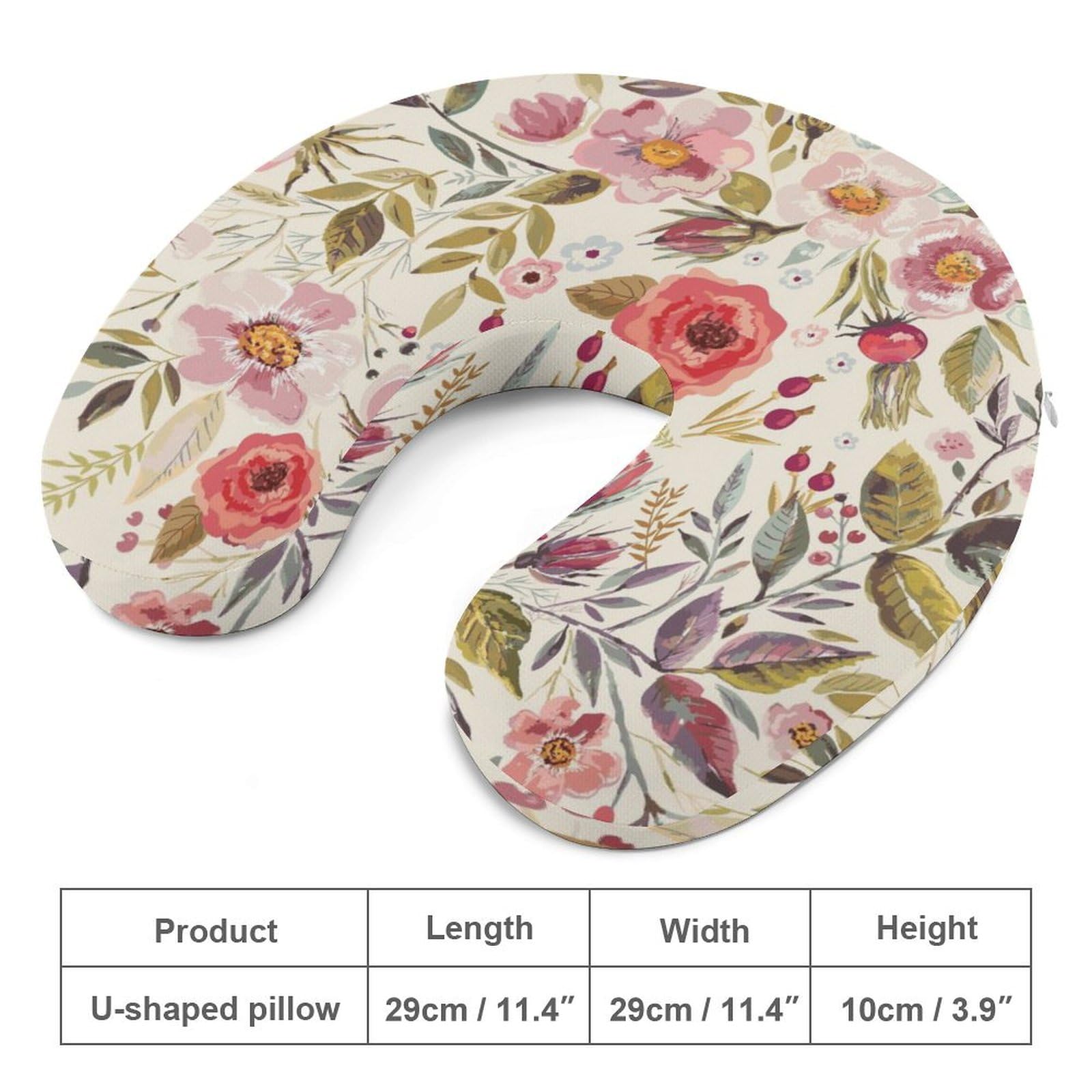 Almohada de viaje, almohada de cuello de flores de amapolas de acuarela para viajes, almohada de apoyo portátil de espuma viscoelástica para dormir