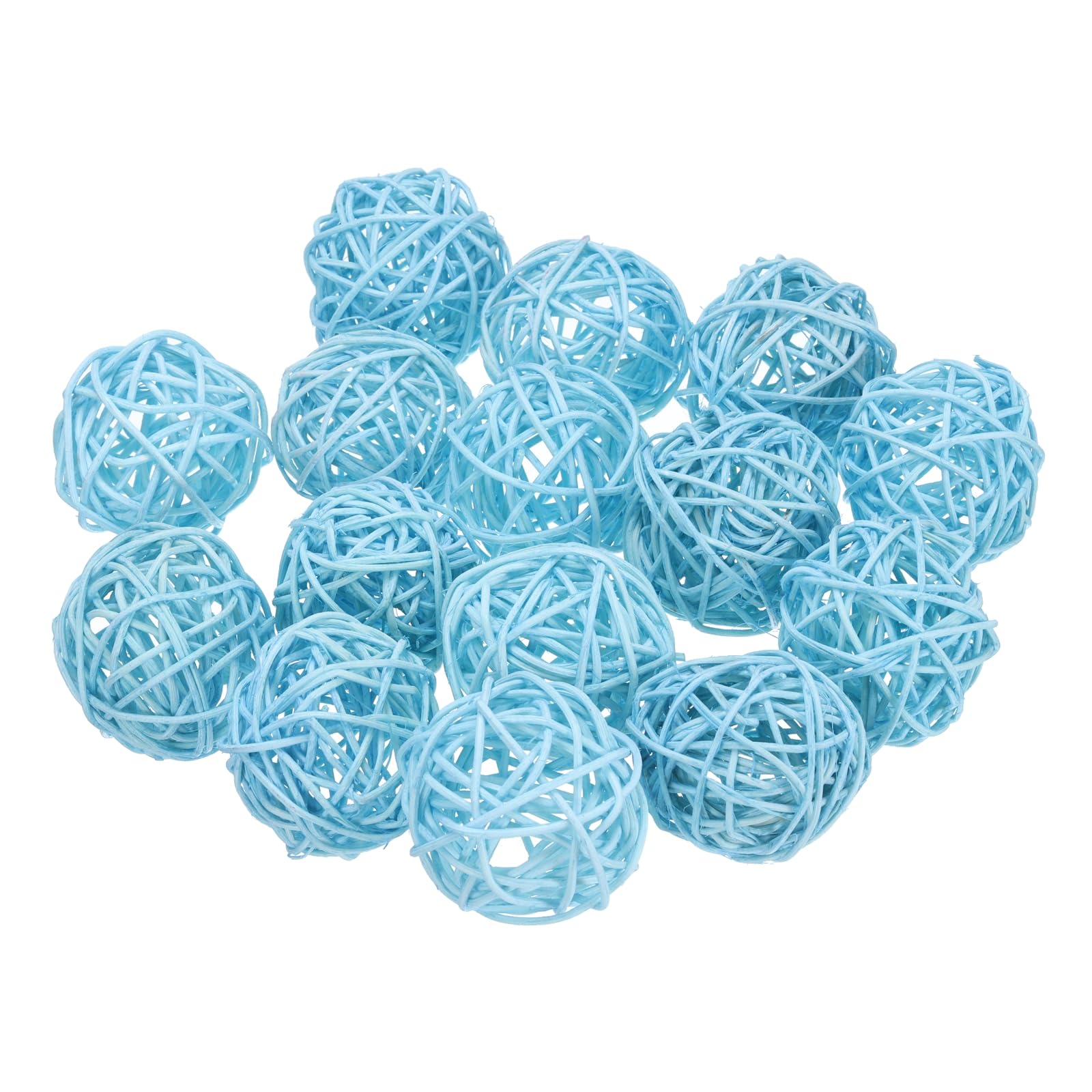 sourcing map 15 Pcs Wicker Rattan Balls, 2inch Wood Decorative Balls Vase Fillers for Centerpiece Bowl Orbs Fillers Tree Wedding Home Decor, Light Blue