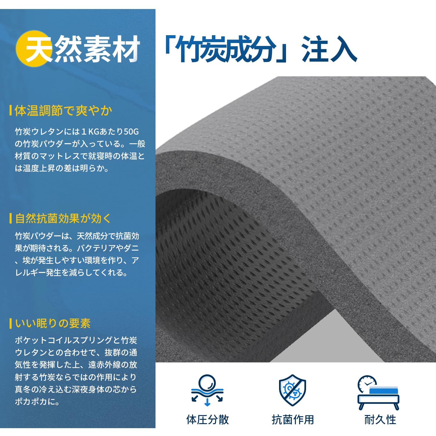 Amazon｜Avenco マットレス ダブル やや硬い ベッド マットレス 高反発