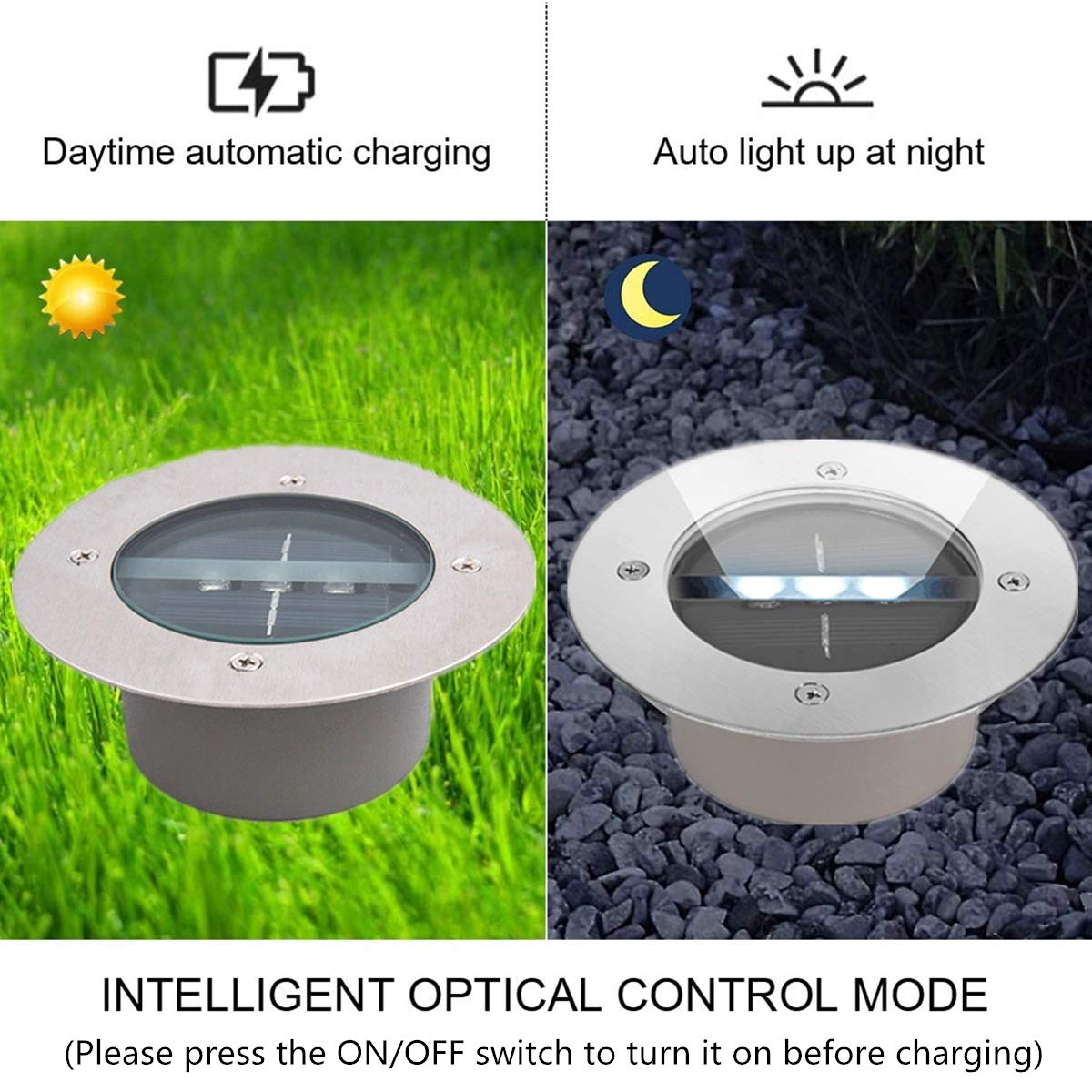 TOSHIN 8er-Set Solar Bodenleuchten Garten 3 LED Solarleuchten Solarlampe Dekoration Lichter IP65 Wasserdichtes Gartenleuchte für Draussen Garten und Terrasse (Eckig, Kaltweiss)