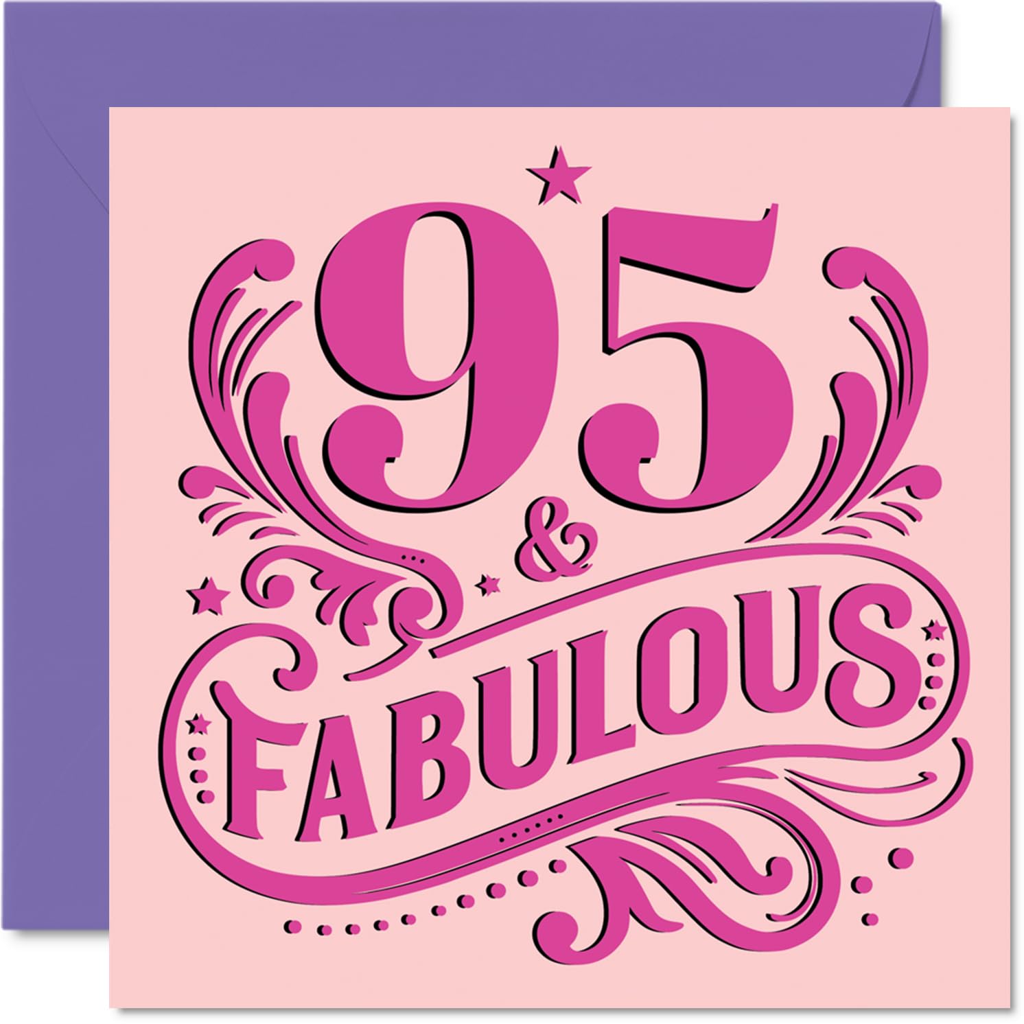 95th Birthday Cards for Women - Fabulous - Happy Birthday Card for 95 Year Old Woman Nanny Nana Gran Granny, 145mm Bday Greeting Cards