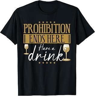 Men's Black Prohibition Era Graphic Letter Print T-Shirt, Small, Short Sleeve, V-Neck, Party, History Enthusiasts, Classic Clothing Lovers