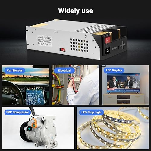 Miniatura 7 de Convertidor de 1000 W, convertidor de 110 V CA a 12 V CC, fuente de alimentación, transformador de interruptor de corriente máxima de 83 A CC para