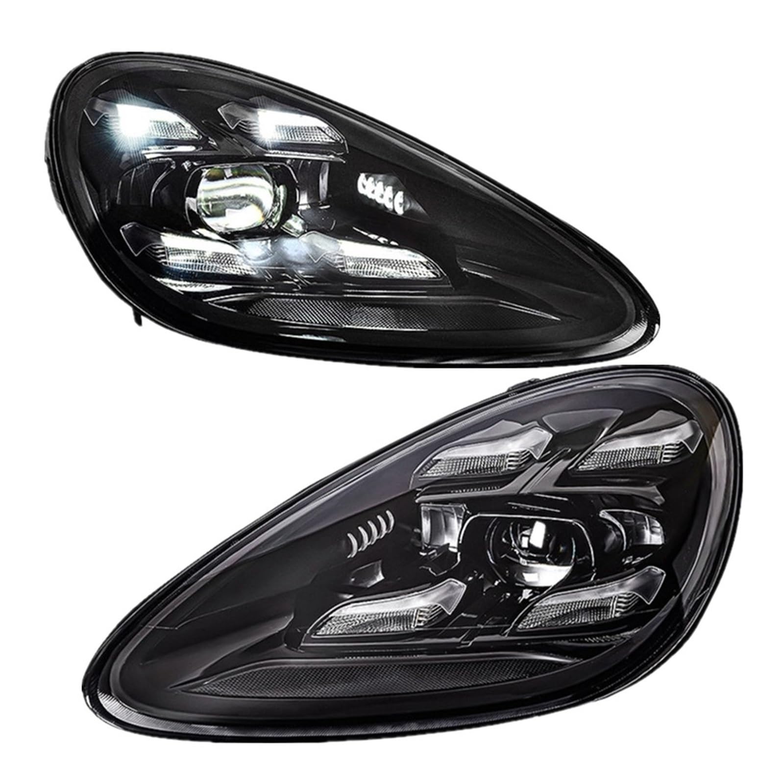 2 luci anteriori compatibili con i fari Porsche Cayenne 2011-2018, aggiornamento auto 2021, accessori per fari DRL completi(11-14_ORIGINAL WITH AFS)