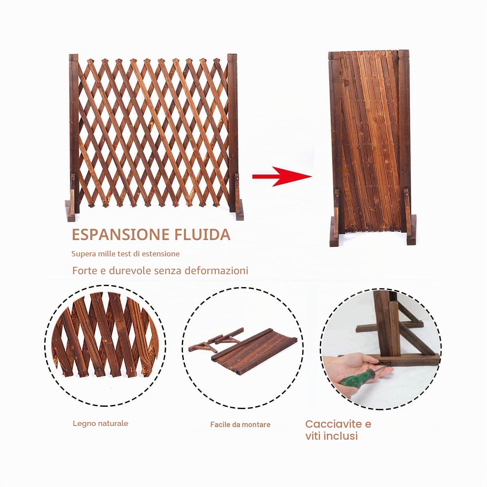 uyoyous 2 recinzioni regolabili in legno, per cani fino a 160 cm, pieghevole, variabile, estensibile, per la protezione delle scale, per l'arrampicata, per giardino, balcone, terrazza