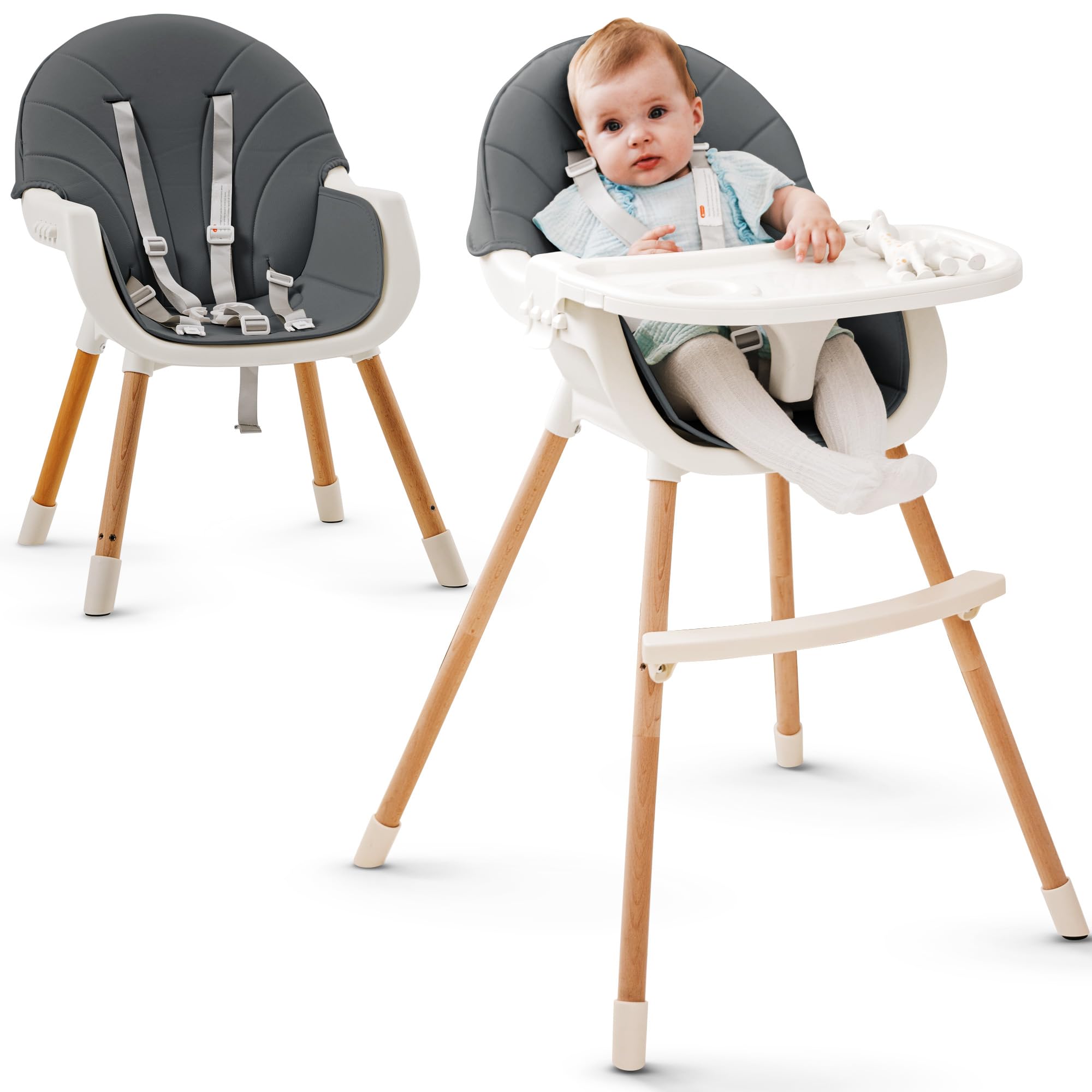 3-in-1 Luxury Baby High Chair – Feeding Chair, Walker & Rocking Chair with Removable Tray