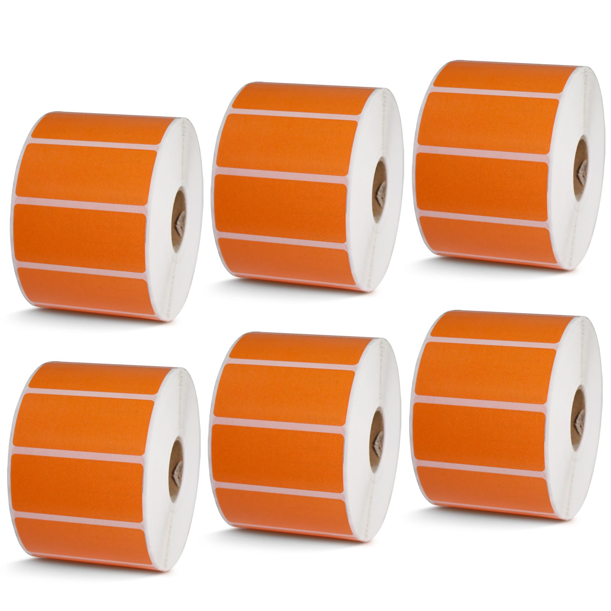 BETCKEY - Cartella portadocumenti da 5,7 x 2,5 cm ed etichette multiuso compatibile con stampanti Zebra e Rollo, adesivo premium e perforato [arancione, 6 rotoli, 9000 etichette]