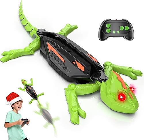 YKYI Wall Climbing Gecko Toy, Remote Control Lizard Crawler with LED Lights for Kids, Crawling Electric Christmas Birthday Gifts, Gecko Wall Climbing Toy for Boys and Girls