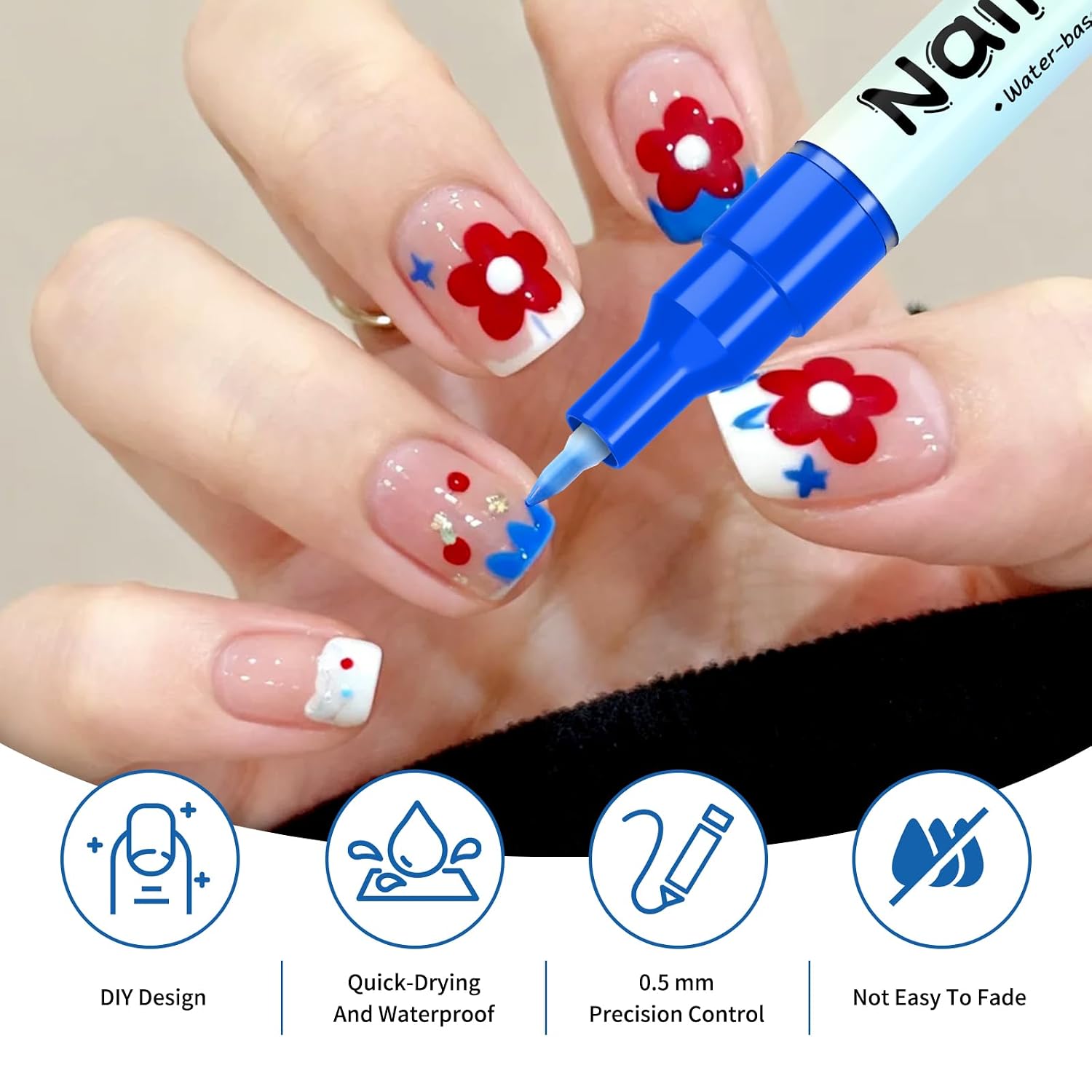 12 Colors Nail Art Pens Set, 2026 Newly Upgraded Nail Art Markers, 0.5MM Nail Polish Pens, Waterproof Quick-Drying Nail Art Marker Pens for Home & Salon Nail DIY Graffiti Dotting Drawing Painting