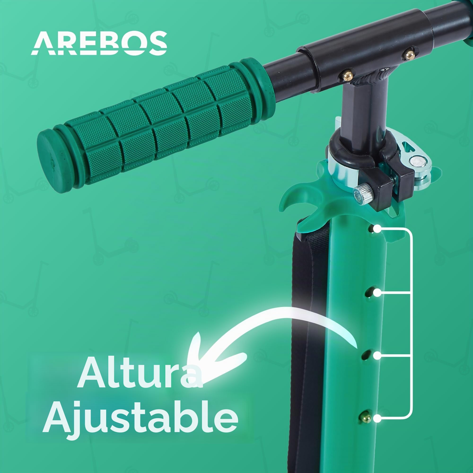 Arebos City Scooter Patinete a Pedales Patinete Regulable en Altura | Plegable | Incl. Correa de Transporte | Ruedas XXL | Freno de Pedal |para niños y Adultos |100kg de Capacidad de Carga