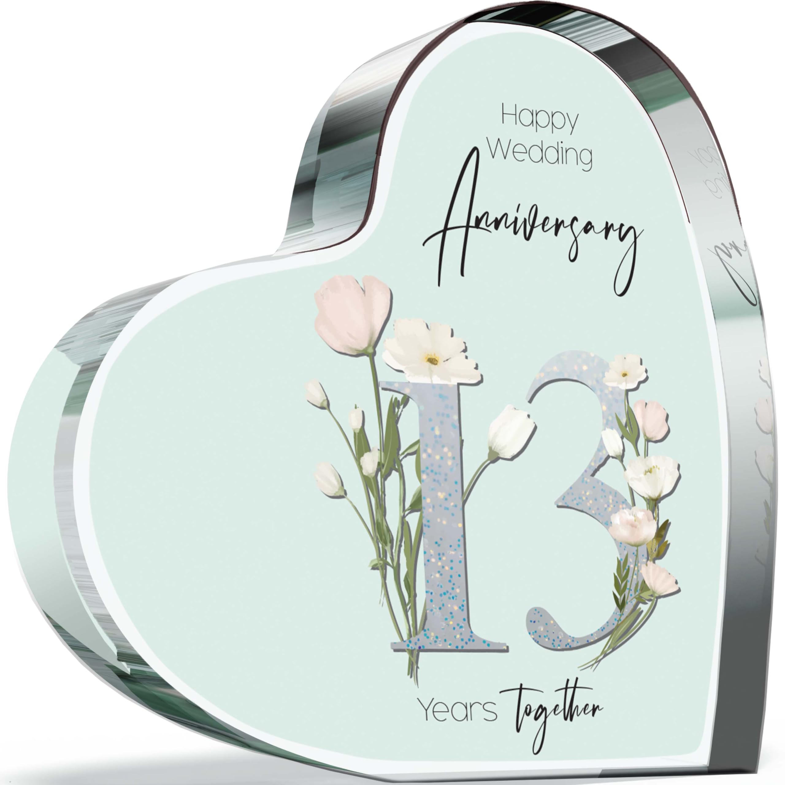 Giftzie Women's 13 Th Anniversary Acrylic Heart Plaque For Wife Or Husband
