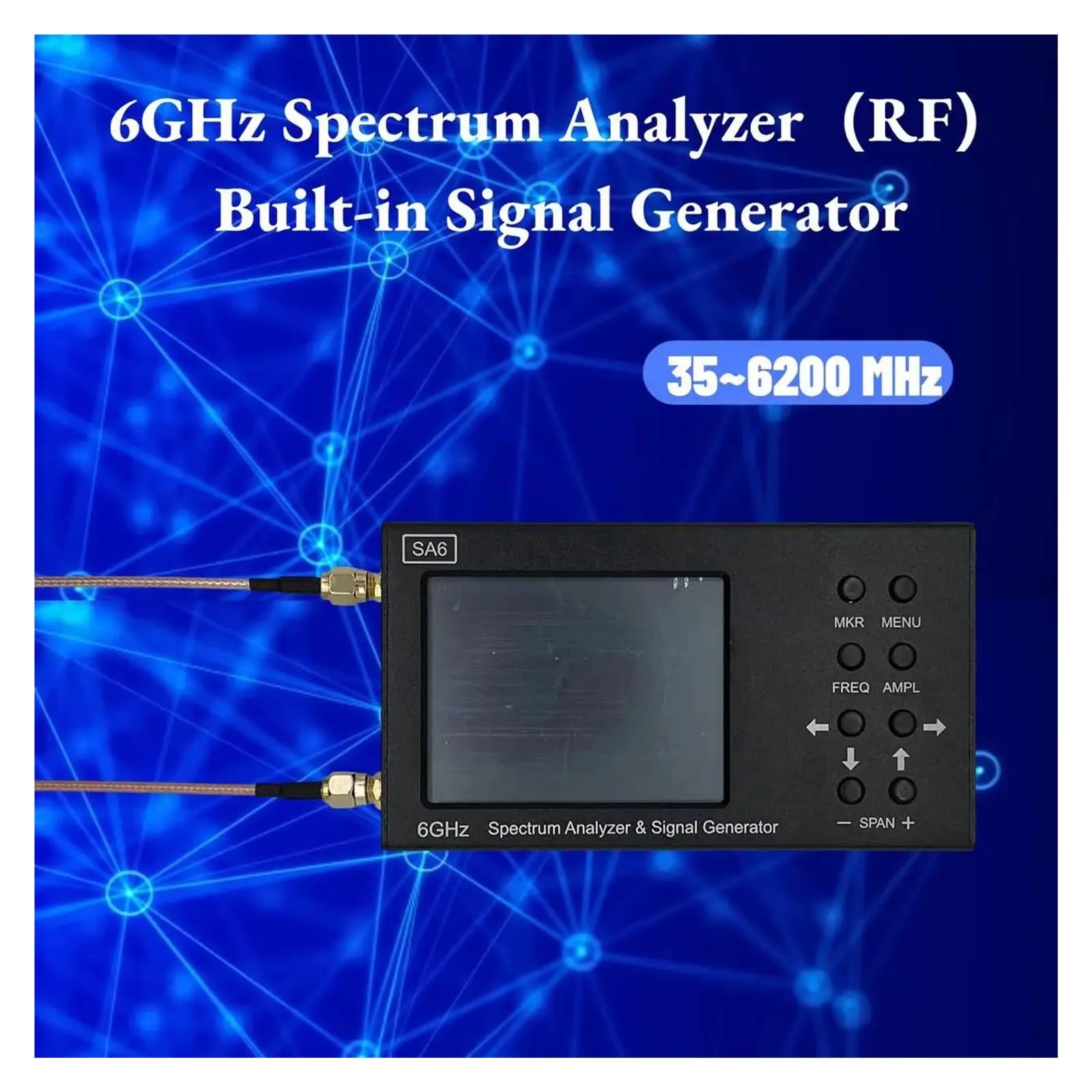 Analizzatore di spettro portatile SA6 6GHz, generatore di segnale 2in1, con touch screen da 3,2 pollici, controllo PC, for officine di laboratorio(SA6-2)
