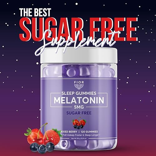 Miniatura 3 de FIOR Gomitas de melatonina sin azúcar, 120 unidades para dormir y calmar, gomitas de melatonina para adultos y niños. Gomitas de vitaminas para