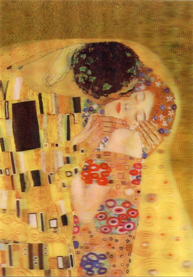 Gustav Klimt -3D Lenticular Postcard Greeting Card - The Kiss (1908)