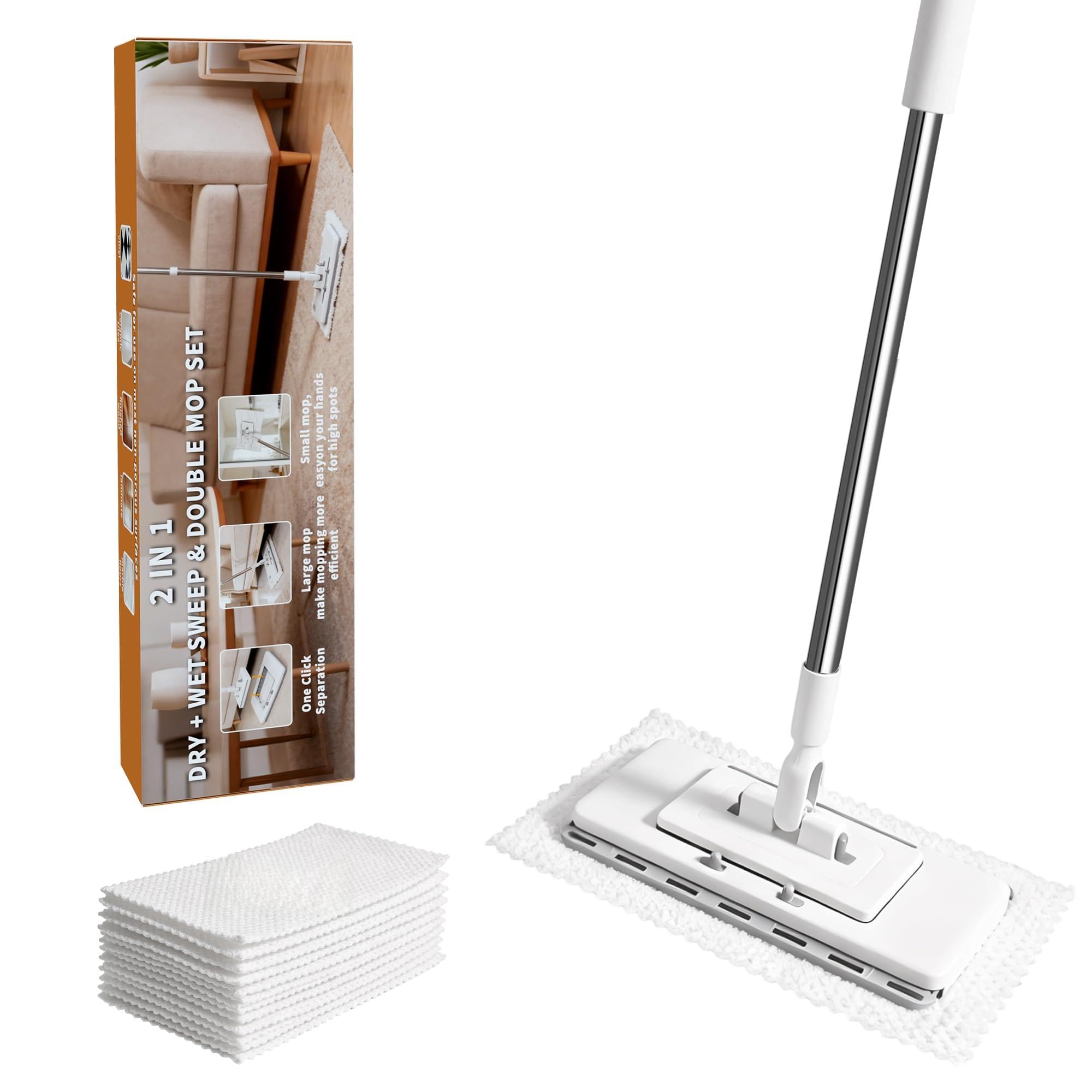 Photo 1 of Mini Mop with 10 Reusable Cloths, Zero Touch No Wash Lazy Mop, Compatible with Various Types of Cloths,Suitable for Wet/Dry Floors, House Wall, Windows, Corners,Versatile and Efficient