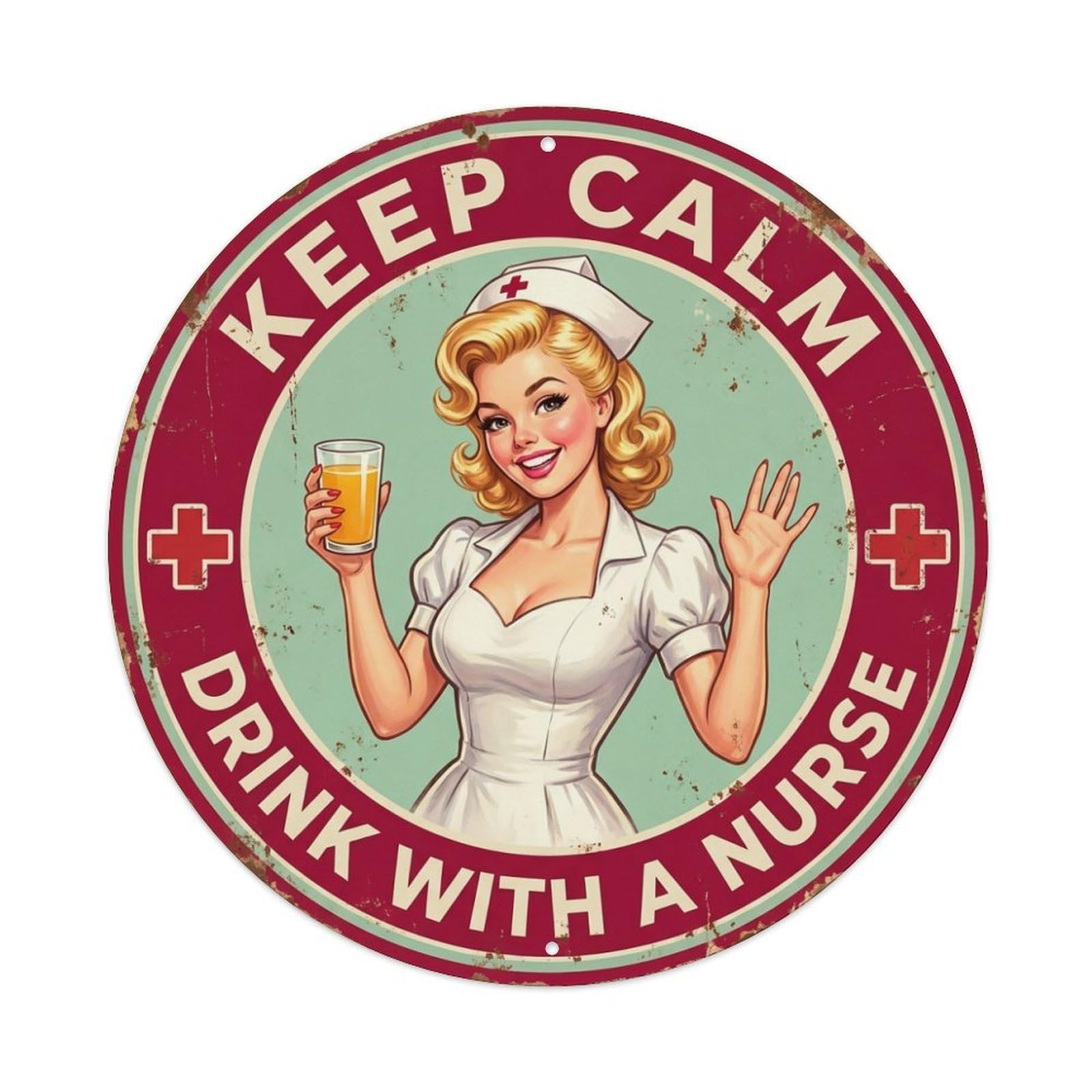 CHILL OUT Drink With A Nurse Beer Glass Humor Metal Tin Sign