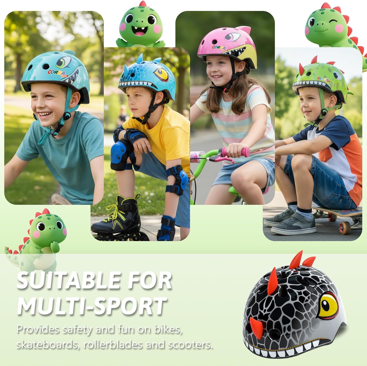 Kids Toddler Bike Helmet, Adjustable and Multi-Sport for Child Boys and Girls, 2 Sizes