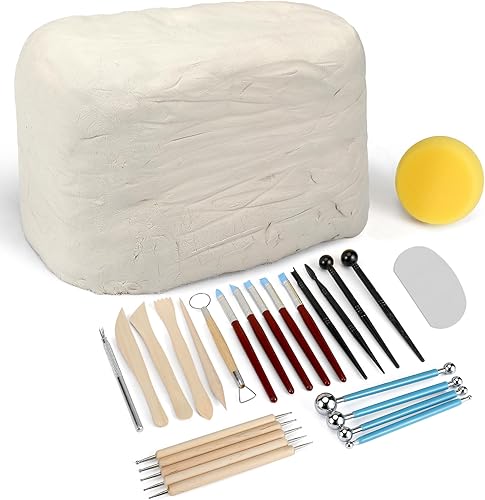 Blisstime Arcilla seca al aire, kit de arcilla polimérica para manualidades, arcilla de modelado de 10 libras con 26 herramientas para bricolaje,