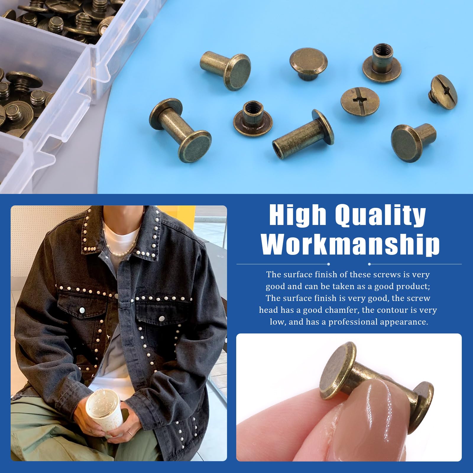 LQ Industrial 120pcs Chicago Screwed Slotted Philip Head Binding ...