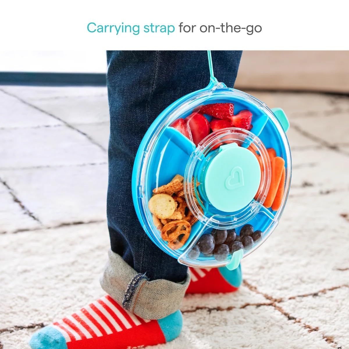 Munchkin Snack Wheel™ Pojemnik na przekąski dla dzieci 5 scomparti anti-perdita Lunch box podróżny Niebieski 24m+