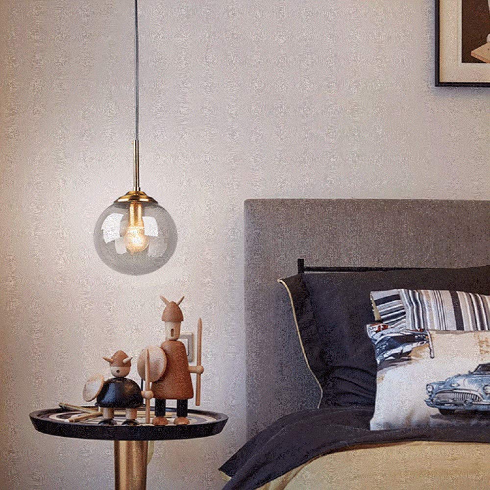 Przemysłowy retro loft sufit wisząca Lekki żyrandol Lampa wyposażenie mosiężne wyposażenie Mosiężne złącze Amber Globe Globe (15 cm, bursztyn)