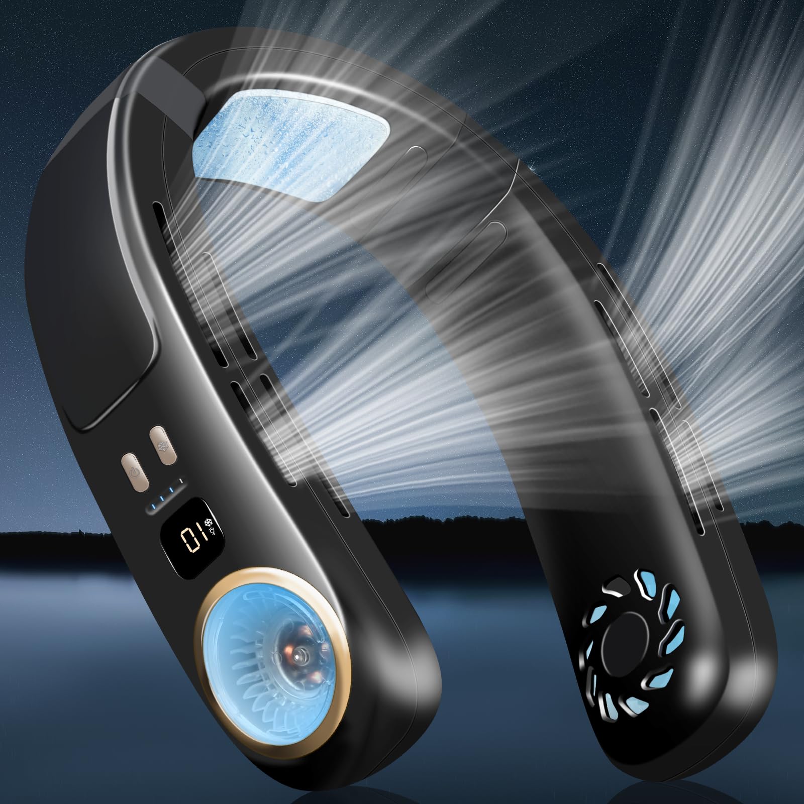 Neck Air Conditioner Portable Neck Fan Rechargeable Bladeless Neck Fans that Blow Cold Air Portable Personal Cooler with Cooling Plate Wearable Personal Fan for Travel Gifts for Women Men