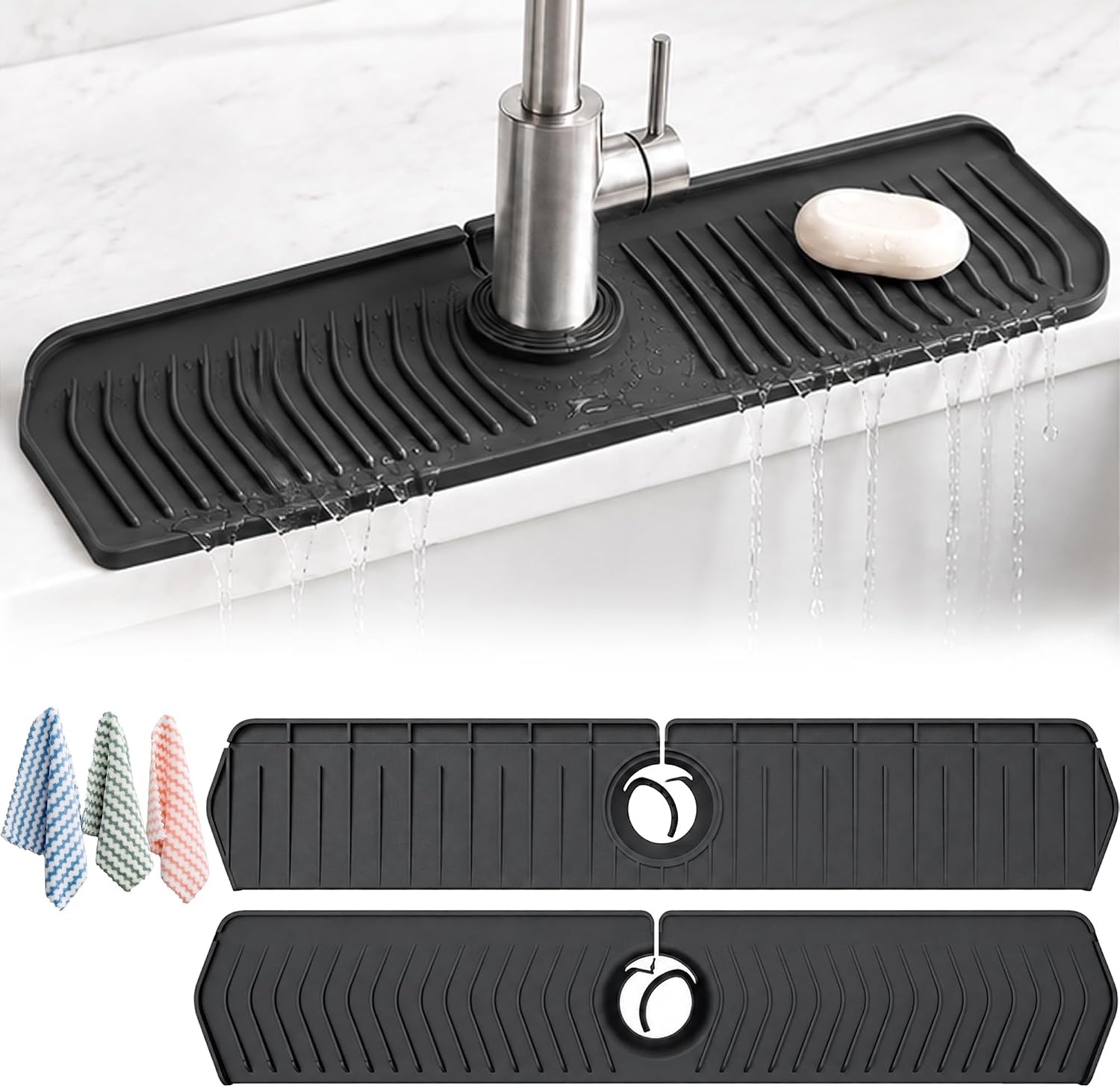 Amazon.com: Button Silicone Faucet Drain Mat, Self Draining Splash ...