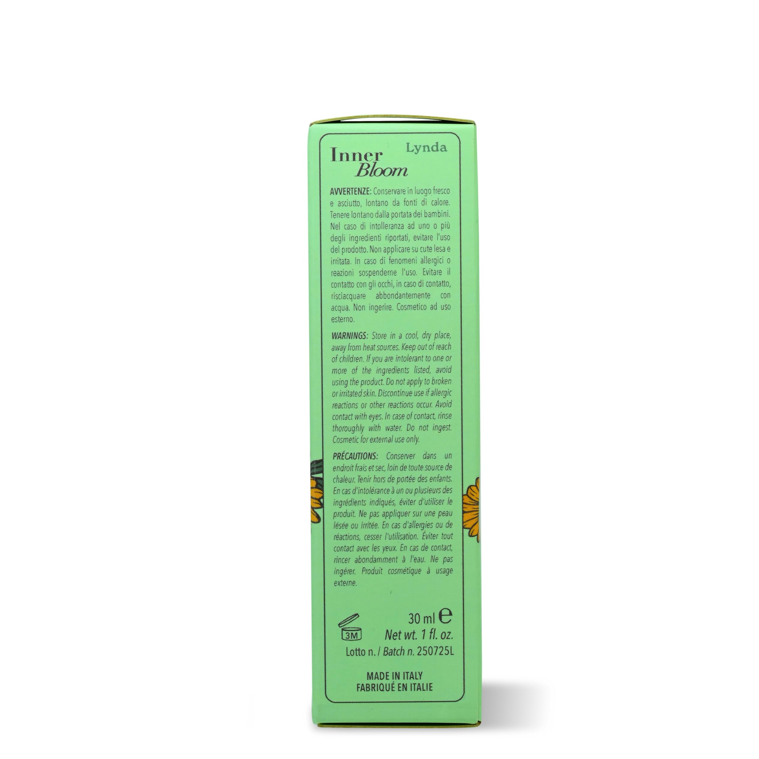 Lynda Inner Bloom, Siero Viso con Vitamina C, Vitamina B3, Melograno e Acido Ialuronico, Effetto Luminosità e Idratazione, 30 ml, Made in Italy
