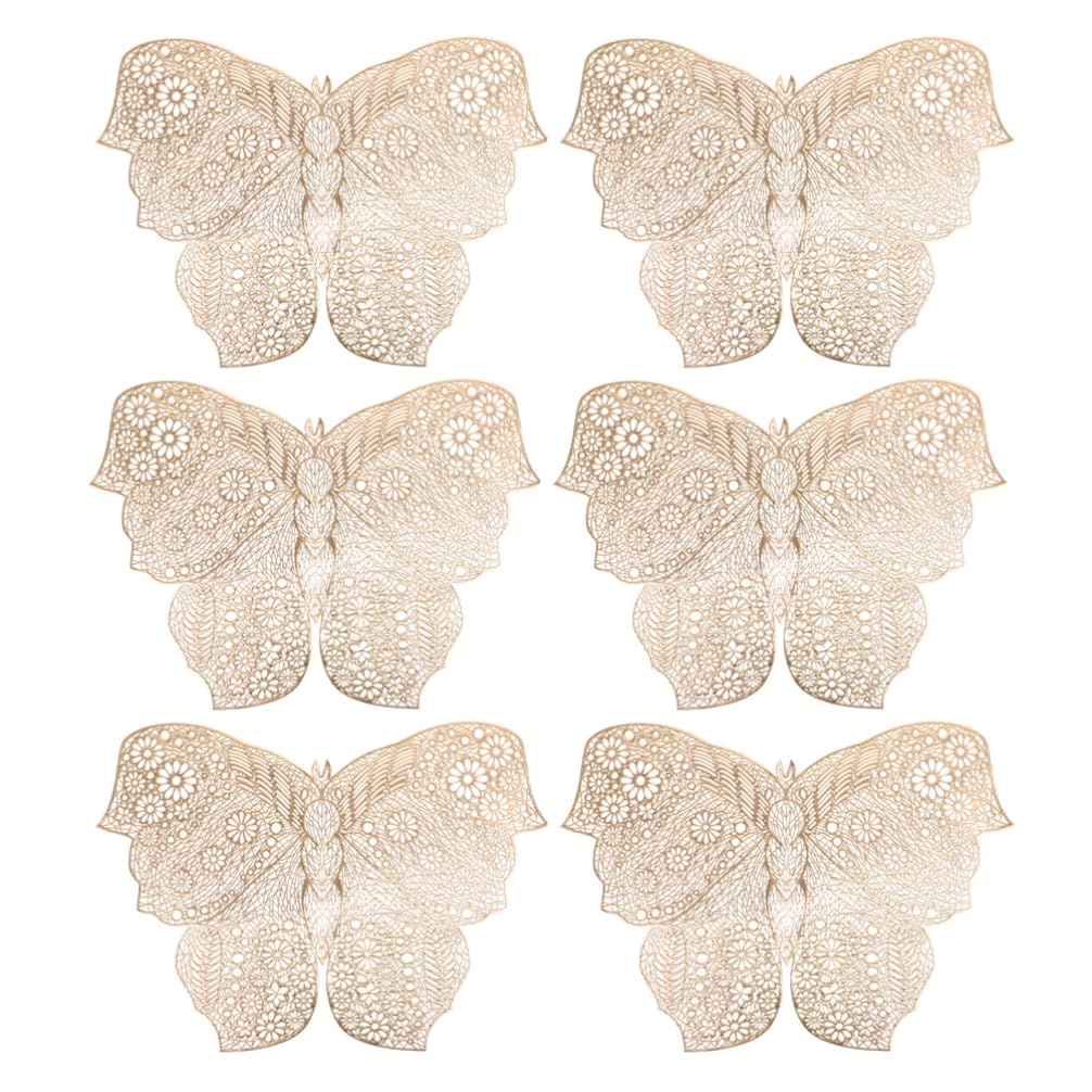 Posavasos Decorativos de PVC Dorado Mariposas Caladas 6 Piezas