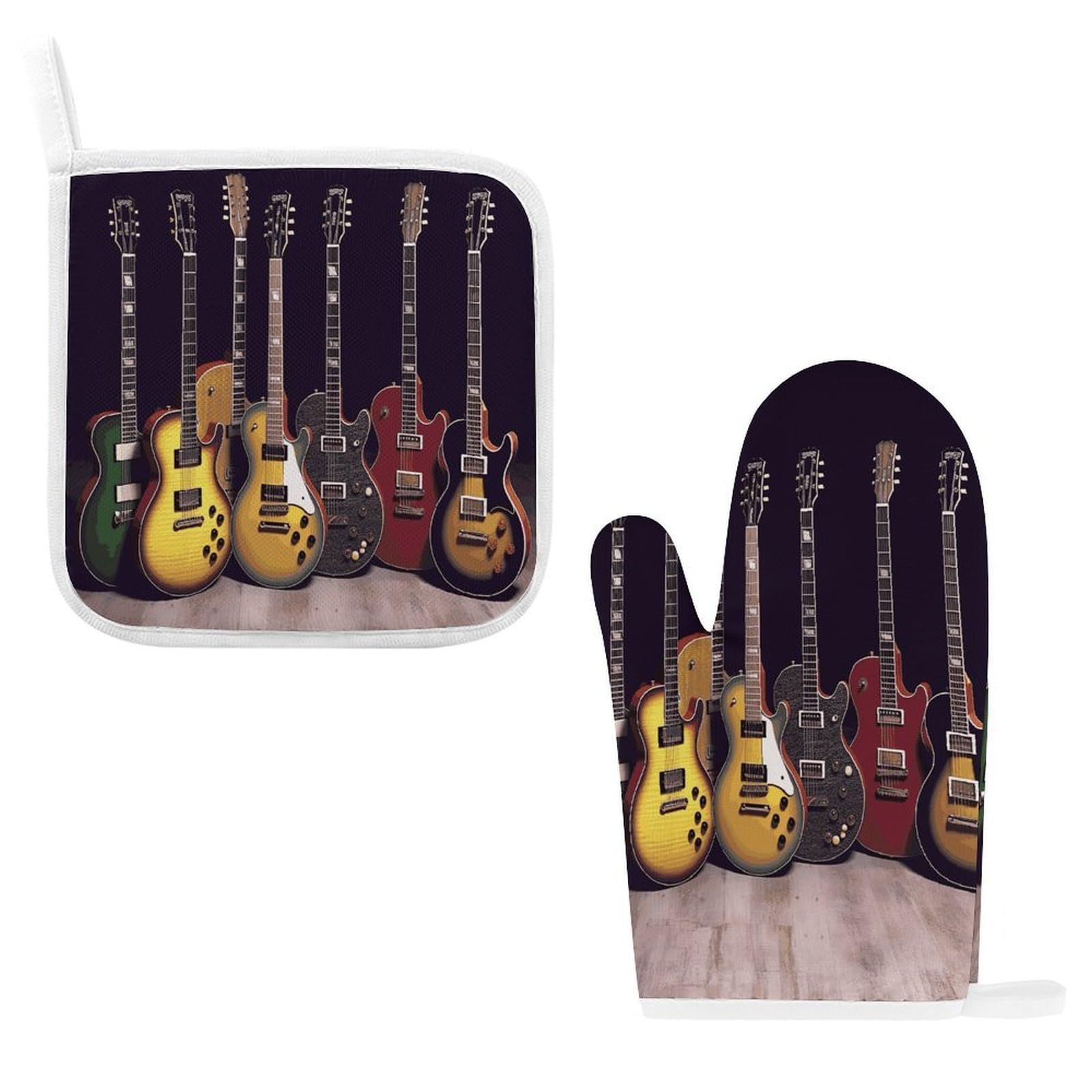 Btcowzrv Style Guitar Collection Oven Mitts And Pot Holders 2Pcs Set