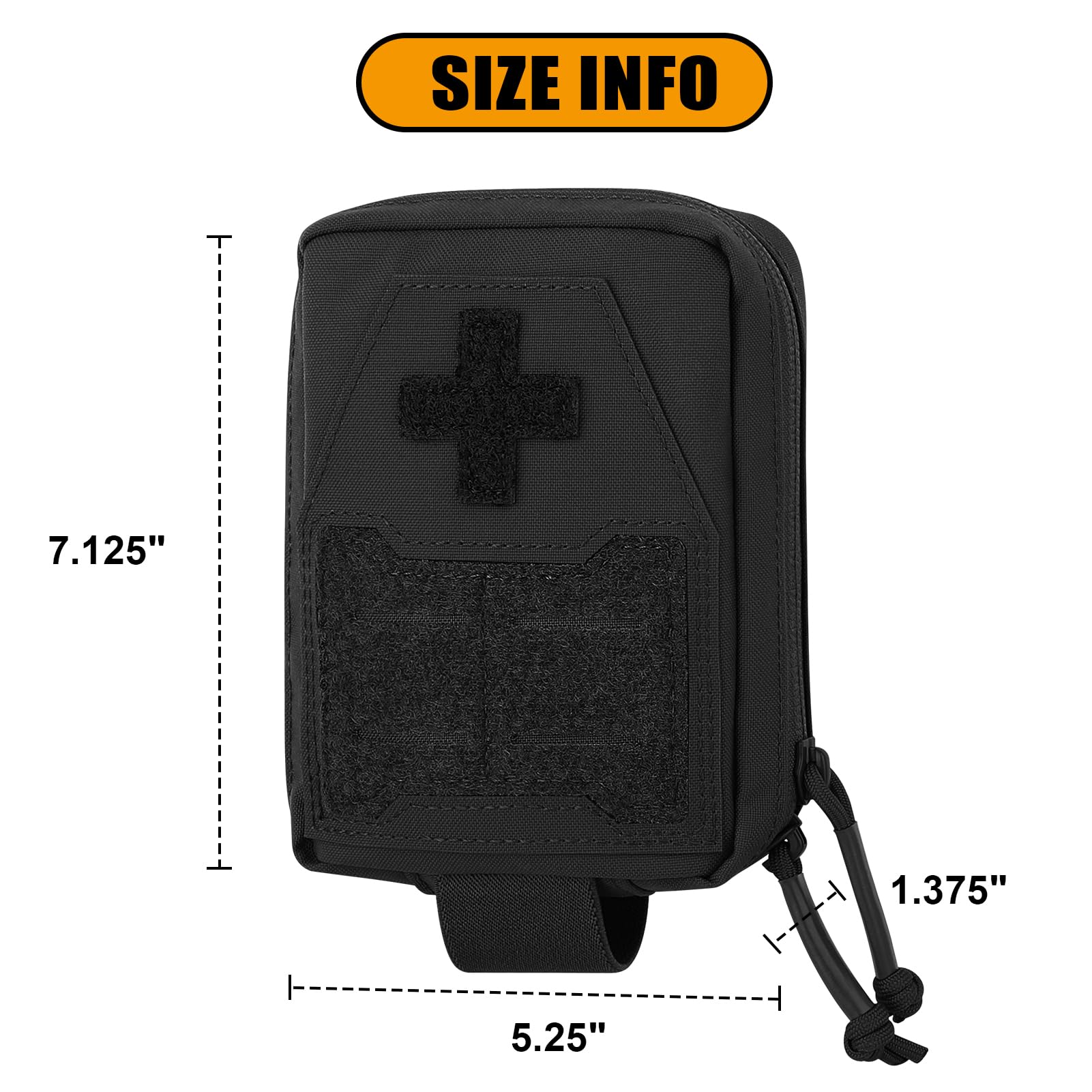 KRYDEX GEAR Tactica Medical IFAK Pochette de premiers secours pour traumatisme Noir