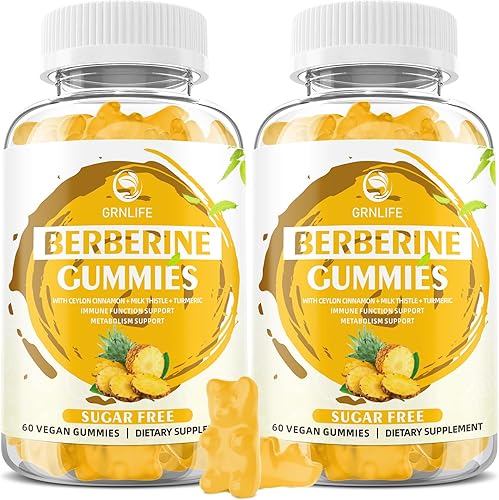 Miniatura 10 de Gomitas de berberina con canela de Ceilán, 1500 mg de berberina HCL de alta potencia, suplemento para apoyo inmunológico y metabolismo, sin azúcar,