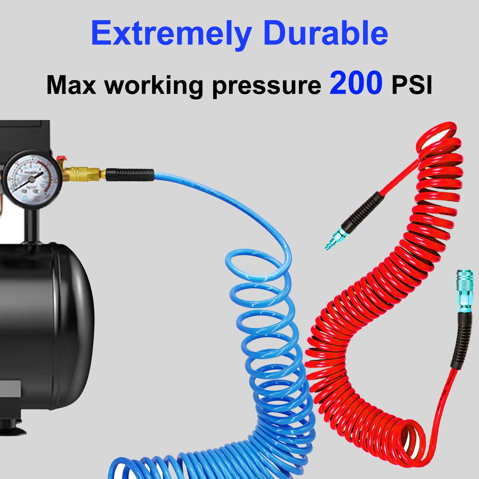 YOTOO 2-Pack Polyurethane Recoil Air Hose - 1/4" X 25 Ft With Quick Connect & Bend Restrictors - View #8
