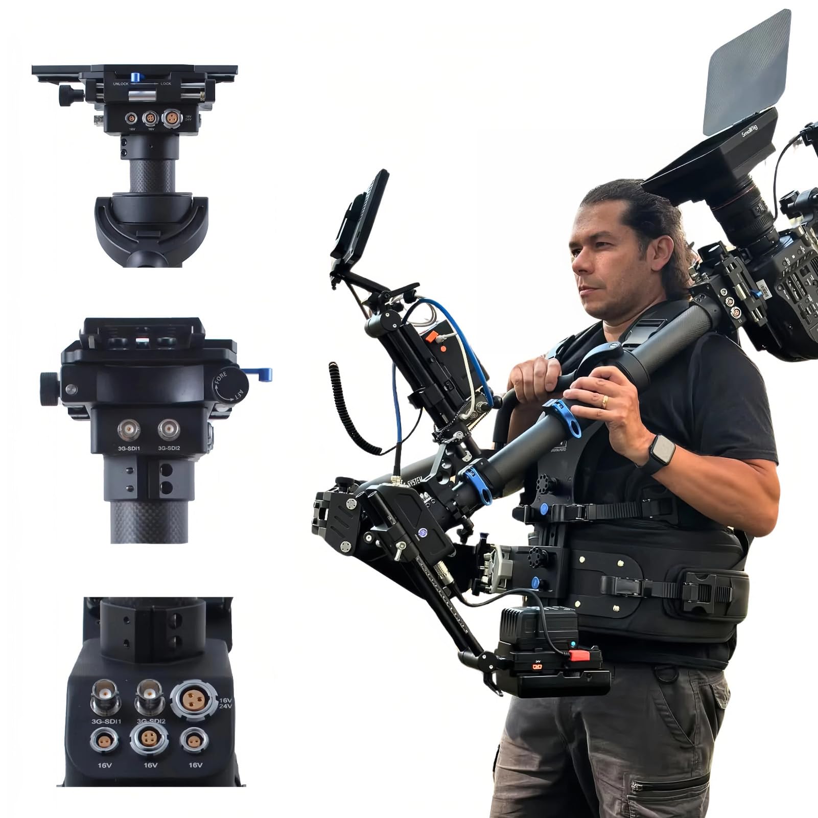 Thanos-PROCINE Oś Steadycam, system stabilizacji obciążenia 35 kg dla operatora filmowego, kompatybilny z kamerą kinową Alexa 35, czerwony, Amira, FX6, Canon C400, Komodo, DJI Ronin 4D Flex itp