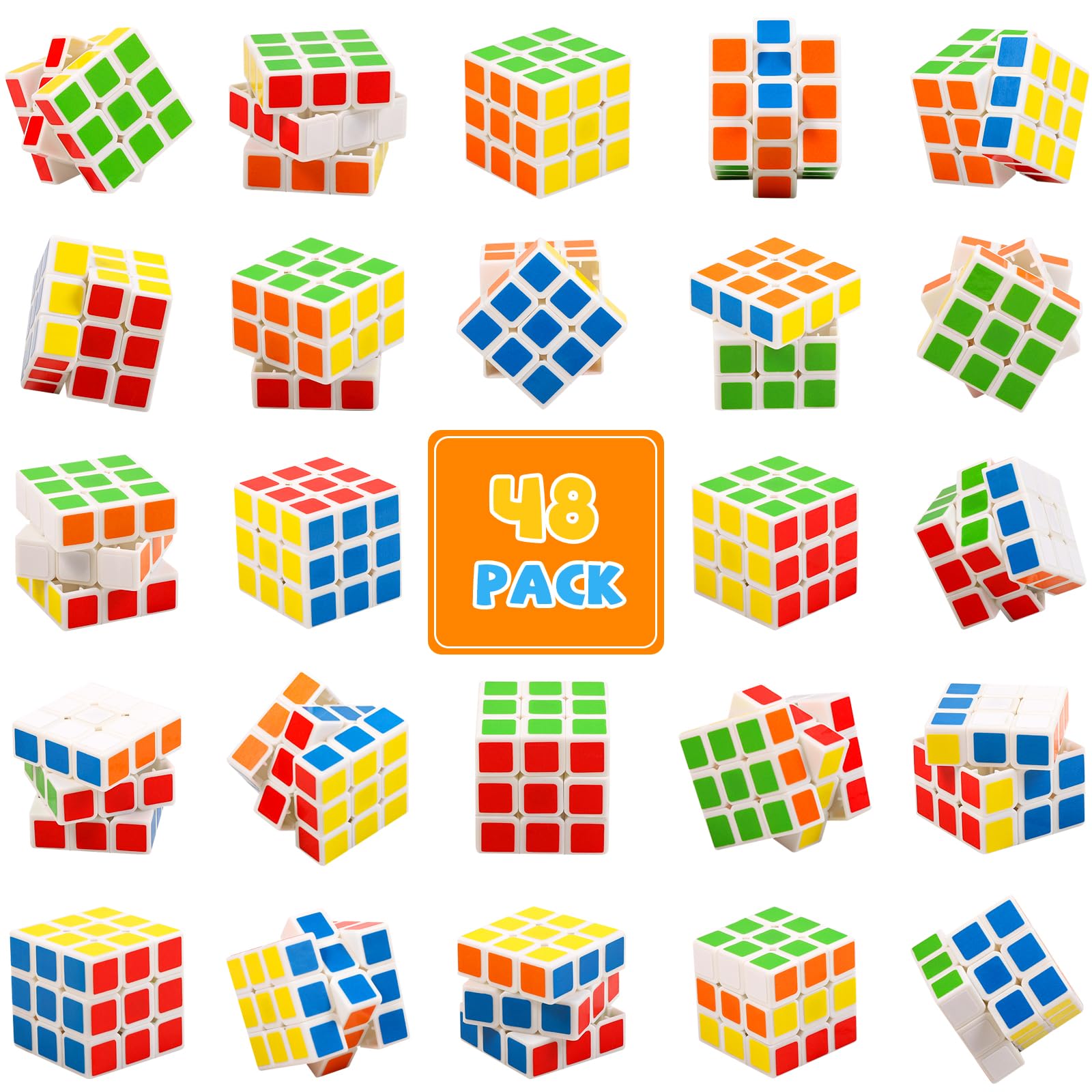 48er-Set Mini-Würfel, 3×3×3 Puzzlewürfel (1,18 Zoll), Stressabbau-Spielzeug, Party-Mitgebsel, Geburtstagsgeschenke, Partyzubehör für Jungen und Mädchen, Osternest-Füllungen